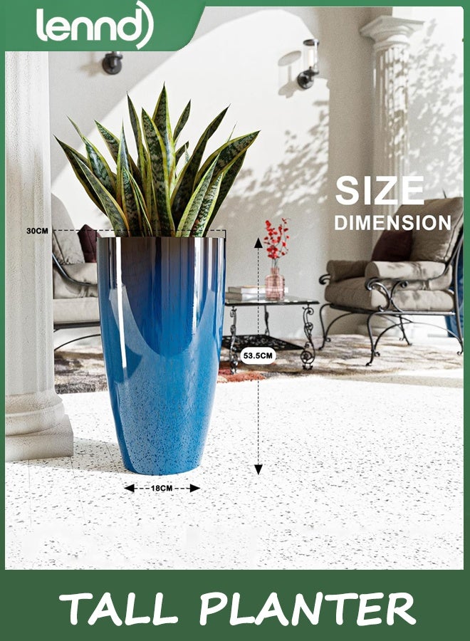 لينند 53cm الزراعة الطويلة للنباتات في الهواء الطلق مجموعة من 2,الزراعة في الهواء الطلق للشرفة الأمامية,أواني كبيرة للنباتات في الهواء الطلق الداخلي,الزراعة الزرقاء أواني الزهور (الأزرق) - Image 3